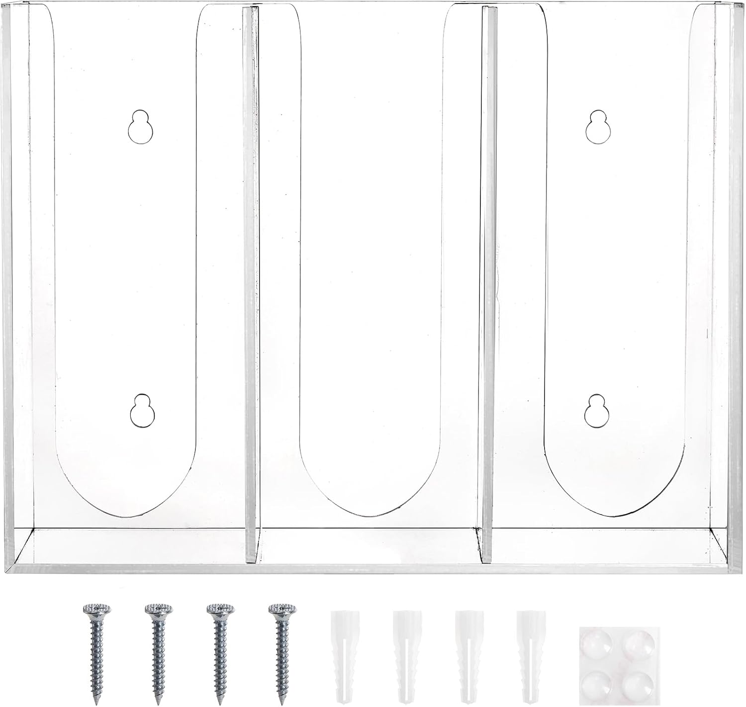 Suwimut Soporte organizador de almacenamiento de tapas y tazas de café de acrílico, 3 compartimentos, dispensador de vasos de papel desechable,