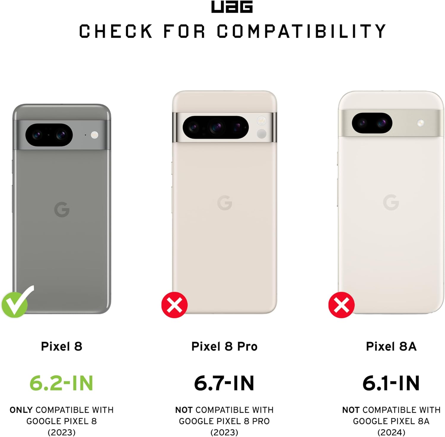 URBAN ARMOR GEAR UAG Hecho para Google Pixel 8 Glass Shield Plus Protector de pantalla transparentenegro, Premium Doble 9H reforzado vidrio templado
