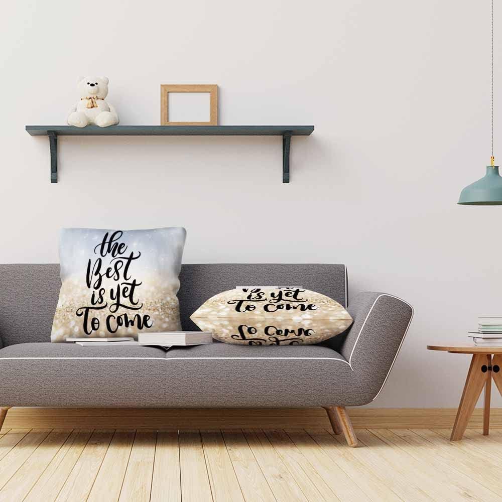 Beabes Fundas de almohada con cita inspiradora “The Best is Yet to Come con purpurina dorada”, funda de cojín cuadrada para sofá del hogar, juego de