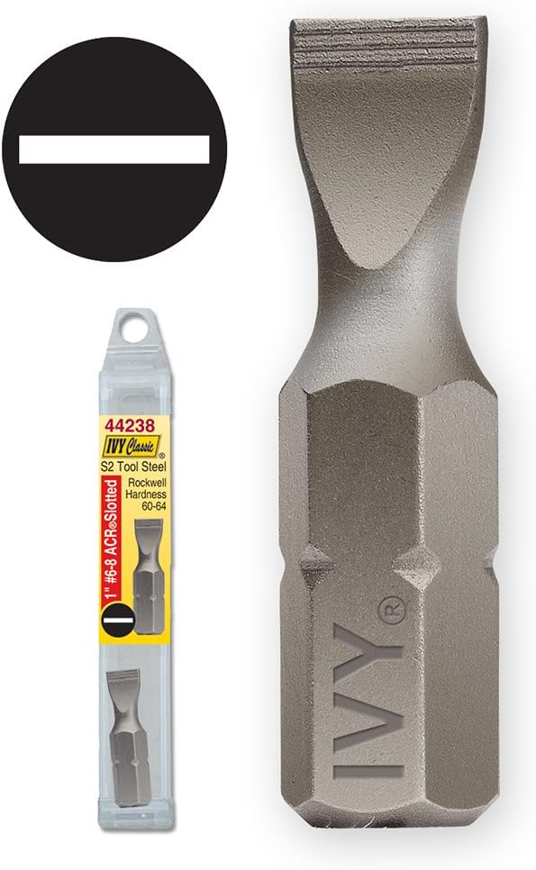 IVY Classic 44238 Broca de inserción acanalada ranurada #6-8 de 1 pulgada, Impact Plus, 1caja
