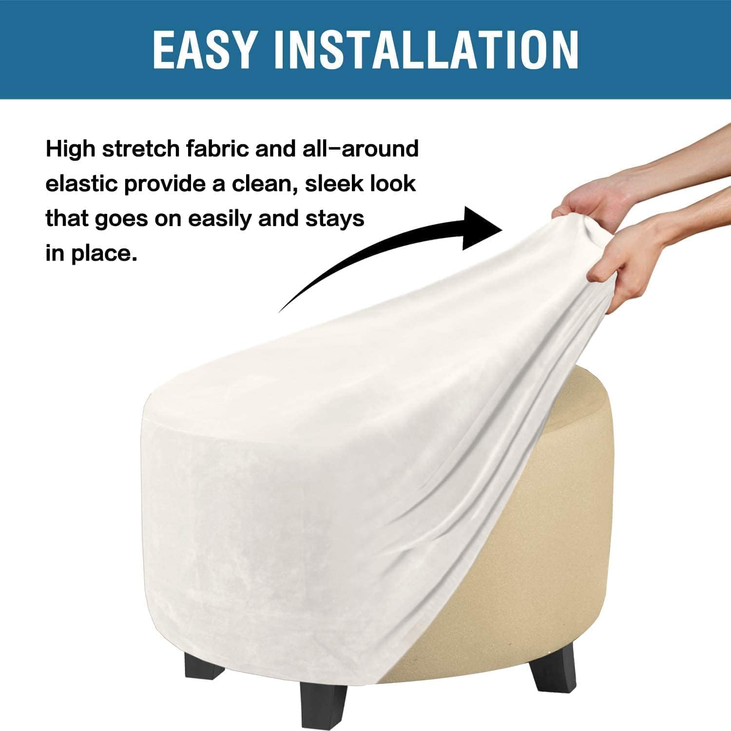 ADPON Funda otomana de felpa de terciopelo, funda otomana redonda súper elástica, lavable, protector de muebles para sala de estar (tamaño mediano,
