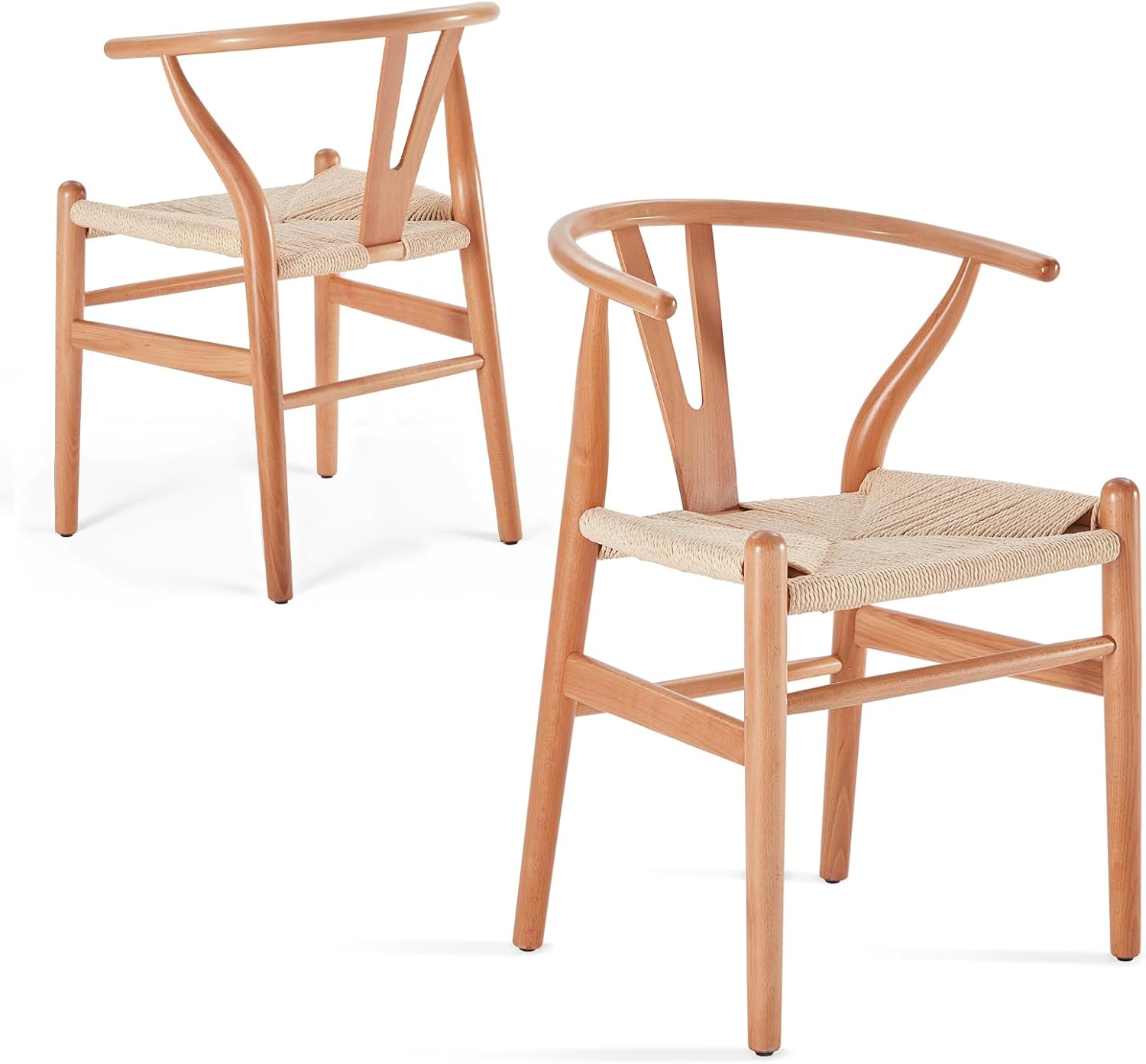 STARY Juego de 2 sillas de comedor Wishbone de madera moderna de mediados de siglo para tu casa de playa, naturaleza