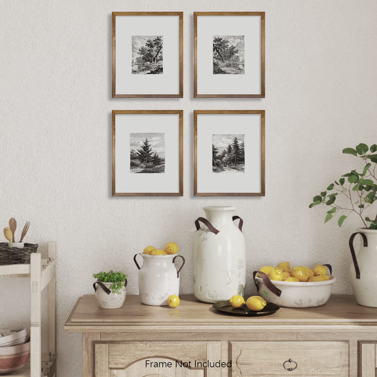 Tree Sketch Neutral Wall Art Picture Poster Print  Vintage Farmhouse Wall Art Decor  Boho French Country Kitchen Bathroom Bedroom  Woodland