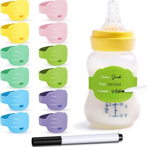 12 etiquetas para biberones para guardería, etiquetas de silicona para botellas de guardería, artículos esenciales para el cuidado del día, 12 etiquetas para biberones para guardería, etiquetas de silicona para botellas de guardería, artículos esenciales para el cuidado del día,