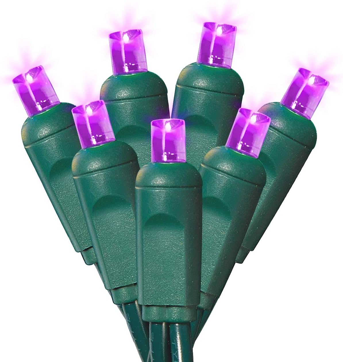 1001 LIGHTSUPPLY LIMITED Luces de Navidad moradas de 17 pies, 50 luces LED de alambre verde con enchufe, IP64 impermeable hada estrellada gran