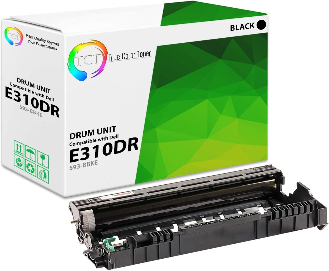 TCT Reemplazo de unidad de tambor compatible de alta calidad para impresoras Dell 593-BBKE E310DR color negro, funciona con impresoras Dell E310dw