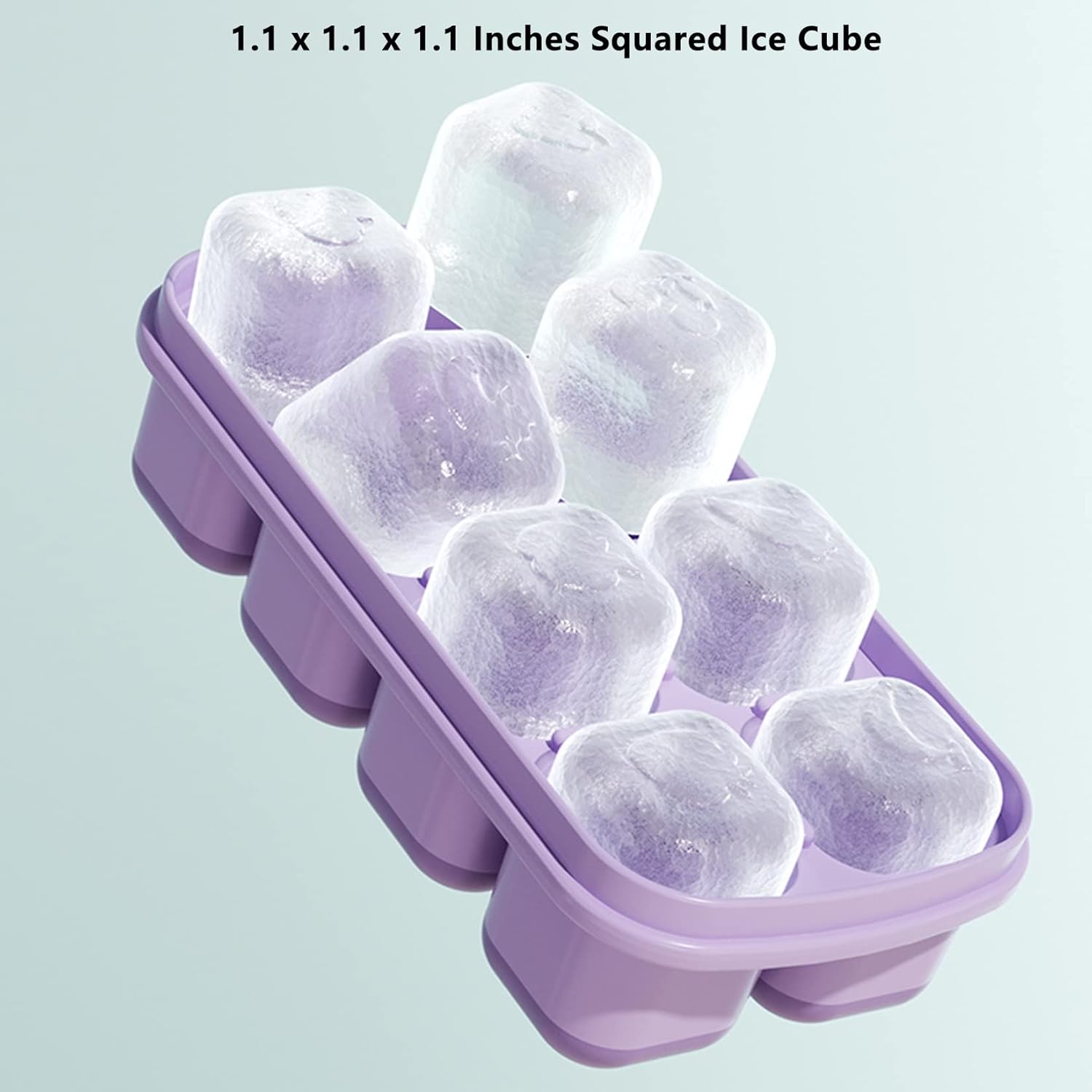 Molde para cubitos de hielo pequeño, paquete de 3 (24 cubos de 1.1 pulgadas), bandejas cuadradas para cubitos de hielo de 0.7 onzas con tapa, sin