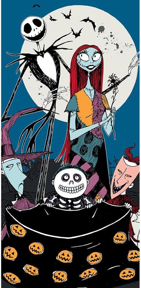 Disney Toalla de Nightmare Before Christmas  Jack and Sally Towel mide aproximadamente 54 x 27 pulgadas  perfecta para baño, piscina, playa
