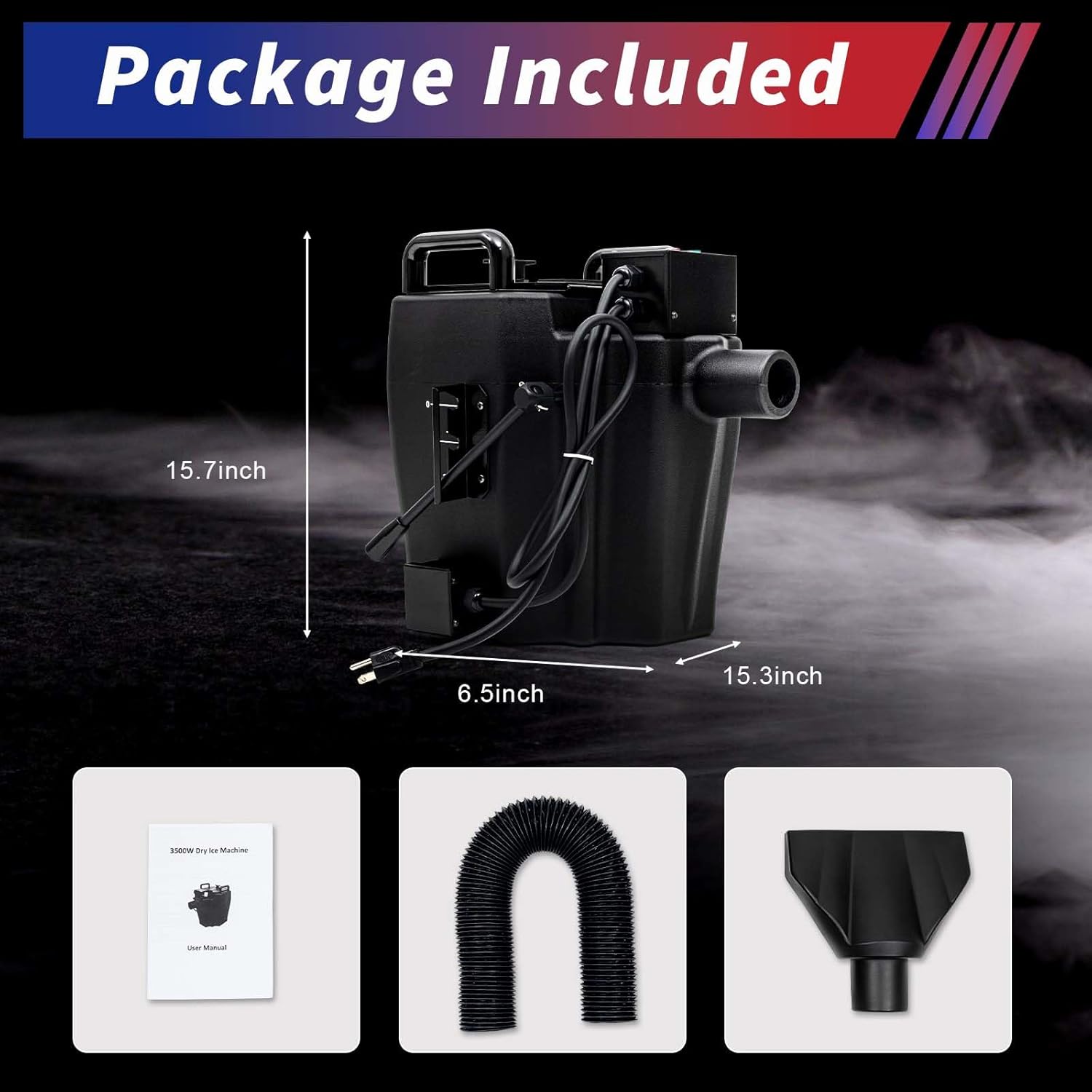Máquina de niebla de humo bajo de 3500 W, máquina de niebla de hielo seco de 110 V, máquina de efectos atmosféricos de escenario DJ, máquina de