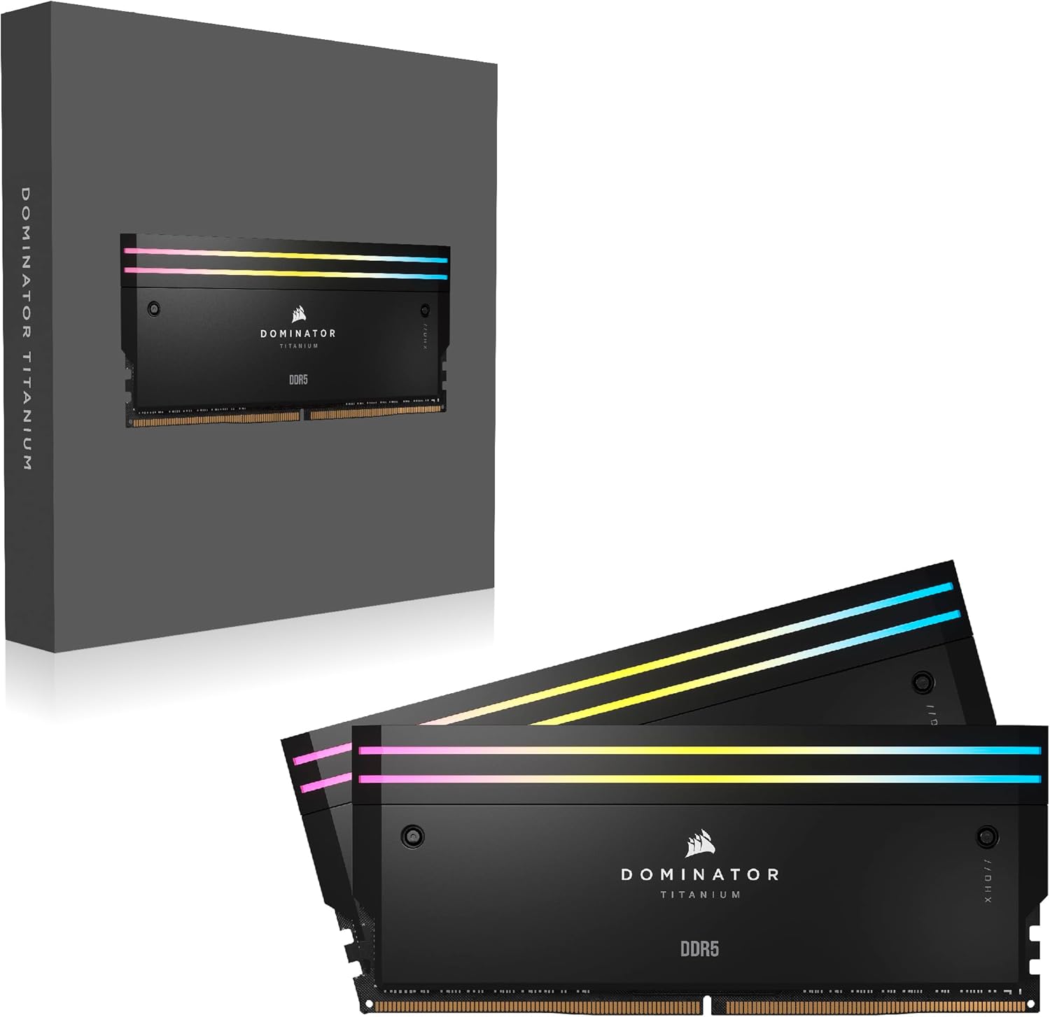 CORSAIR Dominator Titanium RGB DDR5 RAM 32 GB (2 x 16 GB) DDR5 6400 MHz CL32 Intel XMP iCUE Memoria de computadora compatible – Negro