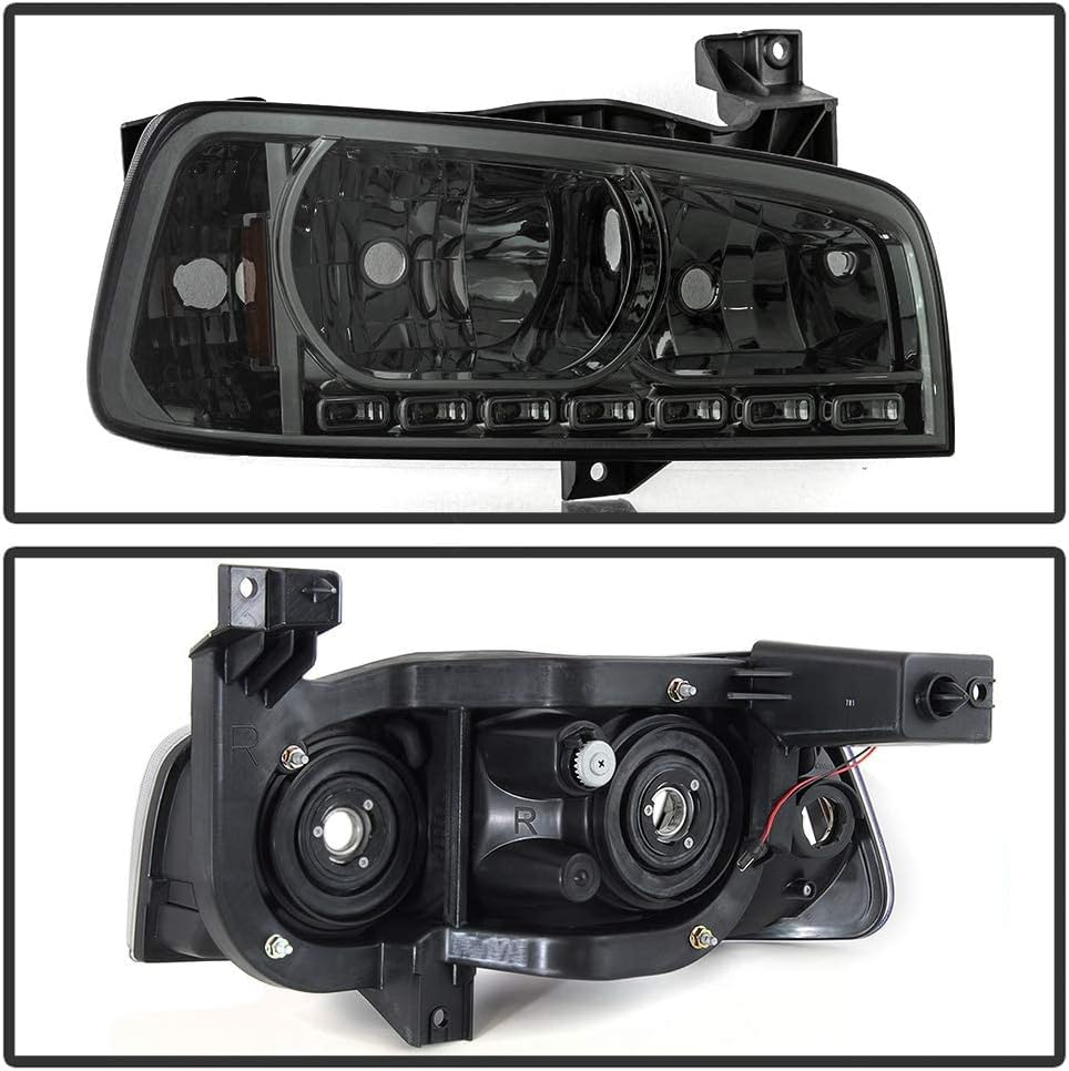 ACANII – Faros delanteros LED ahumados 2006-2010 Dodge Charger DRL con luces de señal de esquina integradas para el lado del conductor y del pasajero