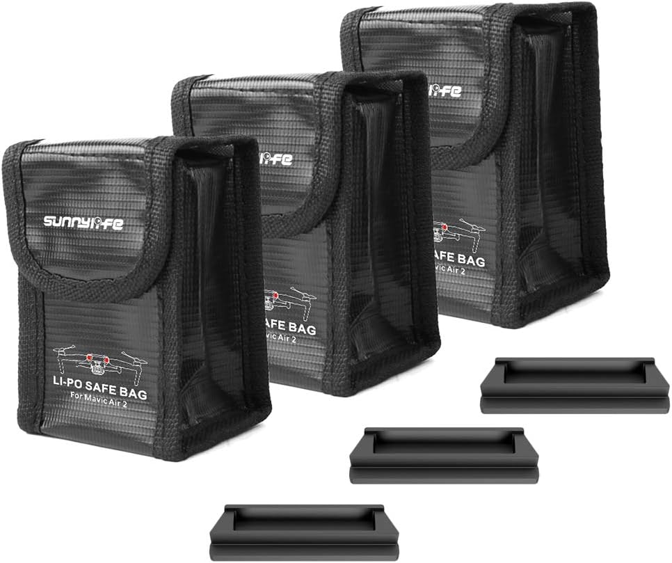 O’woda Lipo – Bolsa de batería para DJI Air 2S  Mavic Air 2, paquete de 3 baterías de almacenamiento y protección de carga con tapa protectora de