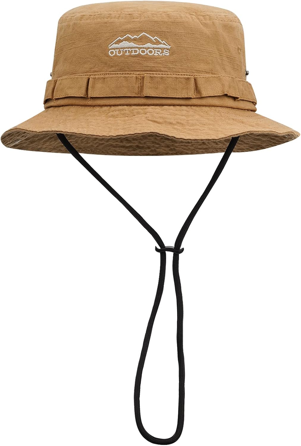 CLAPE Sombrero de pesca Boonie lavado sombreros de sol gorra de cubo con cuerda protección solar al aire libre gorra de camping sombrero de jungla