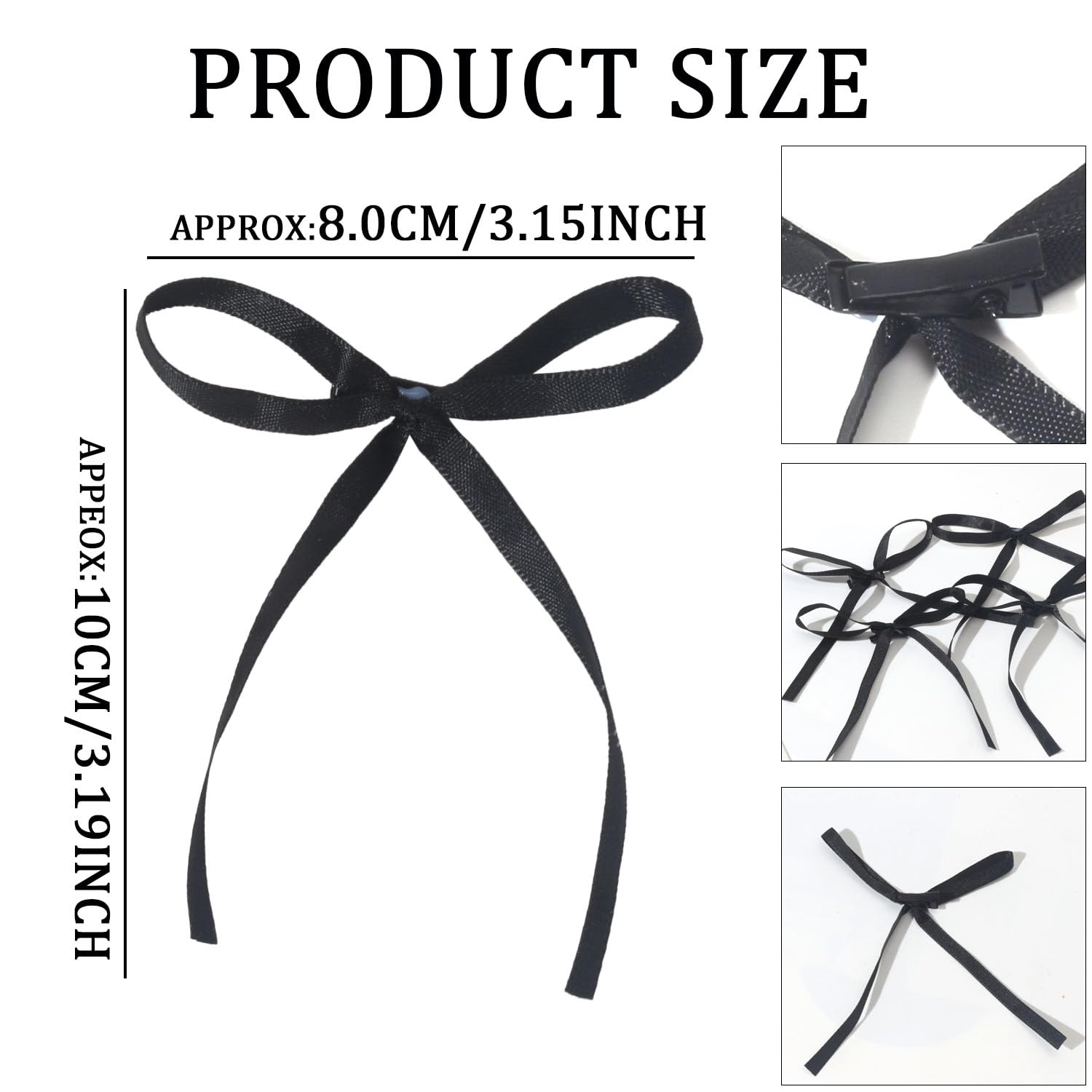 20 clips de lazos pequeños con cinta, cola larga, soporte para cola de caballo, pasadores para el cabello, accesorios para el cabello para mujeres y