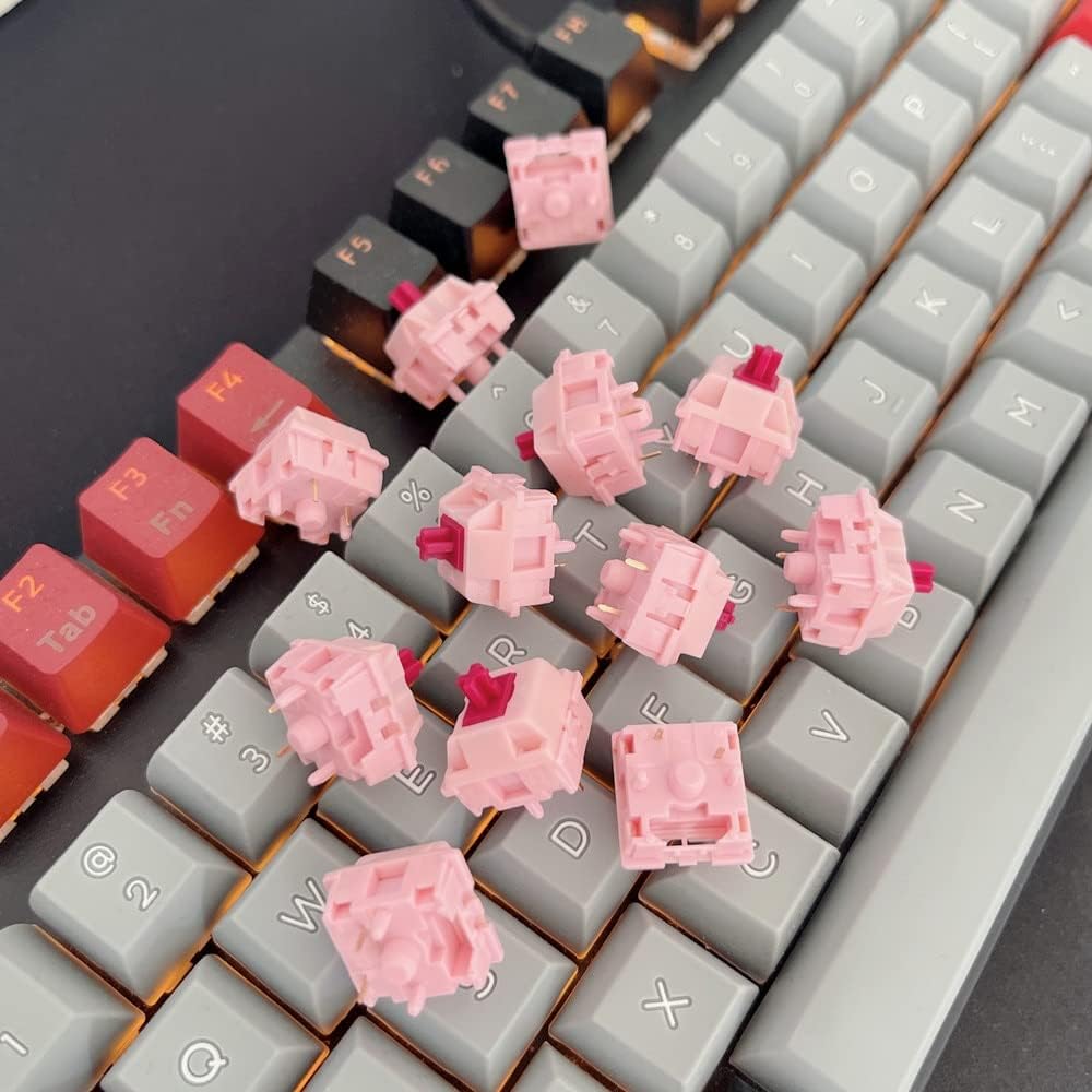 KTT Darling Interruptores extendidos POM Stem Rosa 5Pin 1.59 oz Interruptor lineal para teclado mecánico de juegos personalizado (Tamaño  30 piezas)