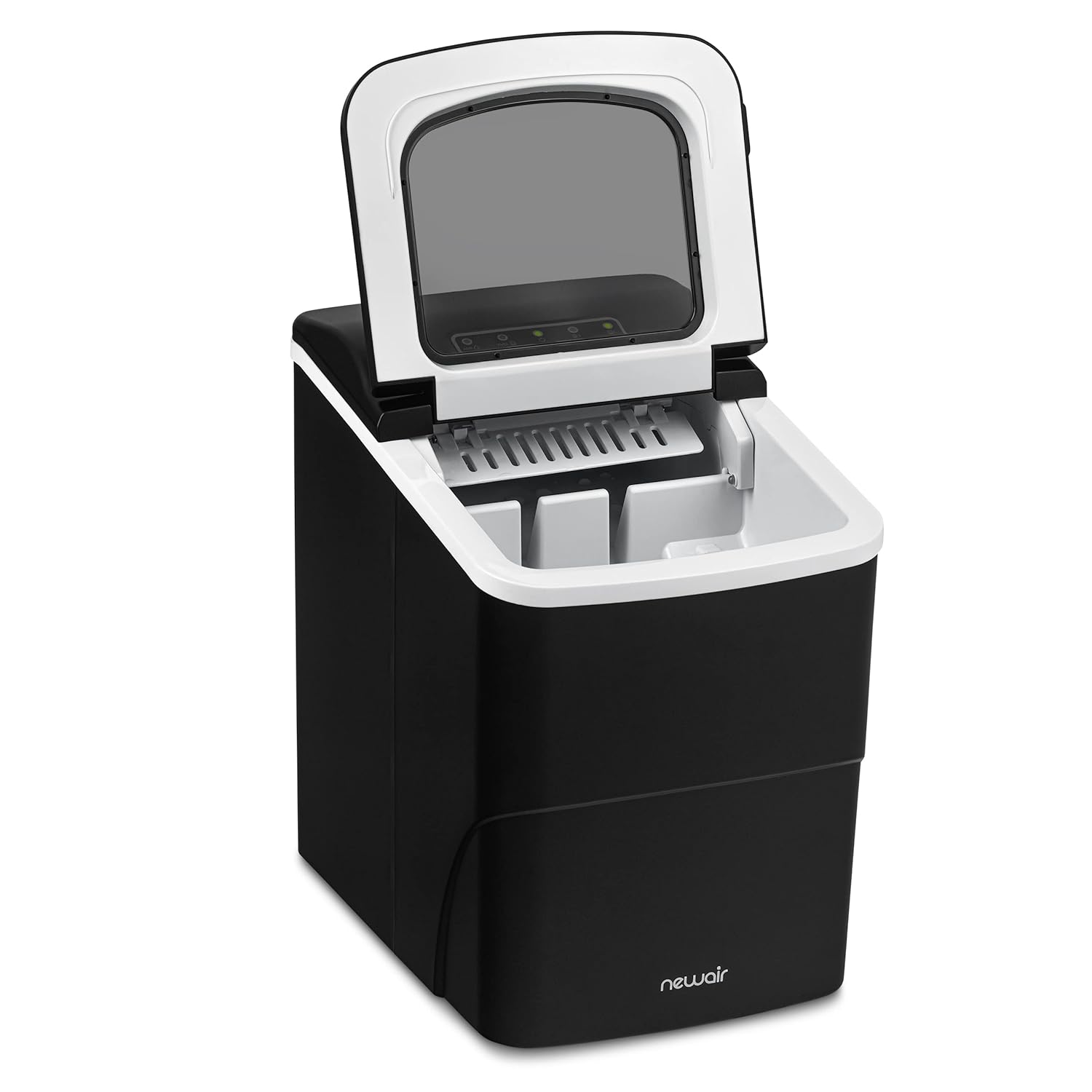 Newair Máquina de hielo para encimera, negro mate, portátil y ligera, control intuitivo, tamaño de hielo grande o pequeño, piezas fáciles de limpiar