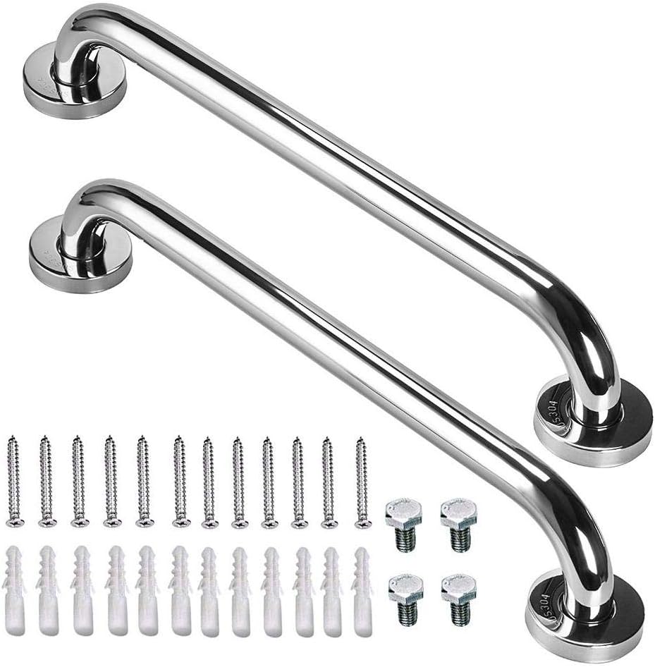 ZUEXT – Paquete de 2 barras de agarre para ducha de 16 pulgadas, barra de agarre de baño de acero inoxidable cromado, mango de ducha, barra de