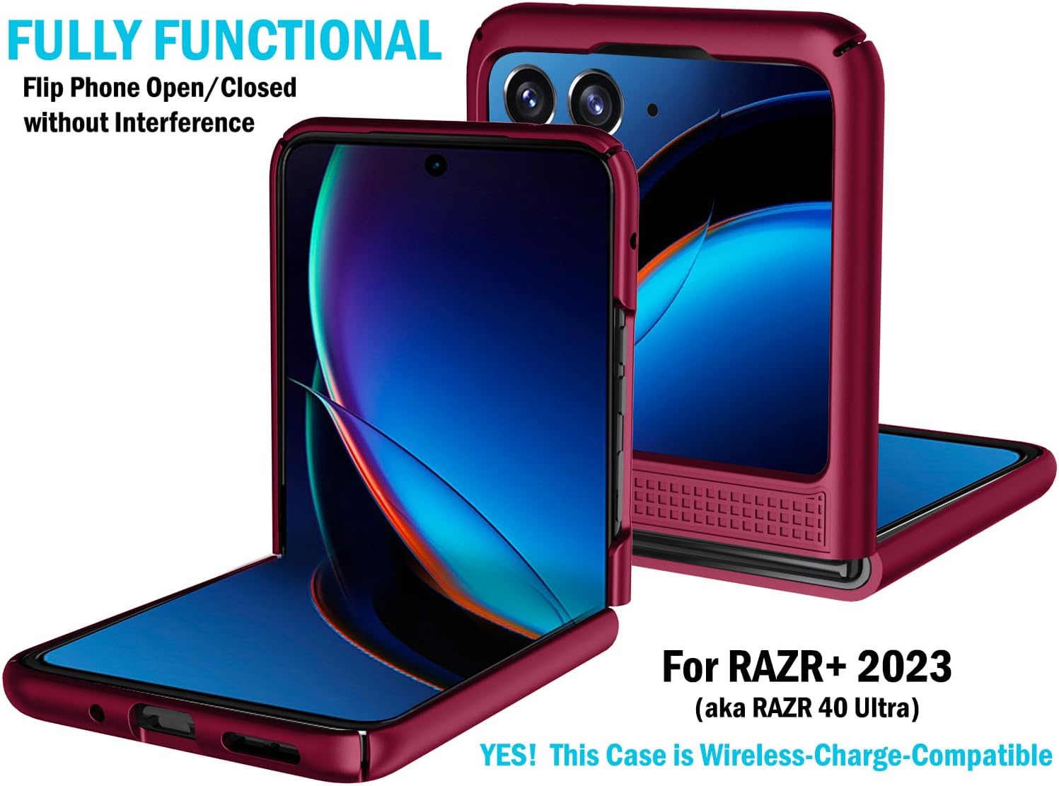 Nakedcellphone – Funda con clip para Motorola RAZR+ 2023, textura de cuadrícula cubierta rígida delgada y giratoriatrinquete Funda de cadera para