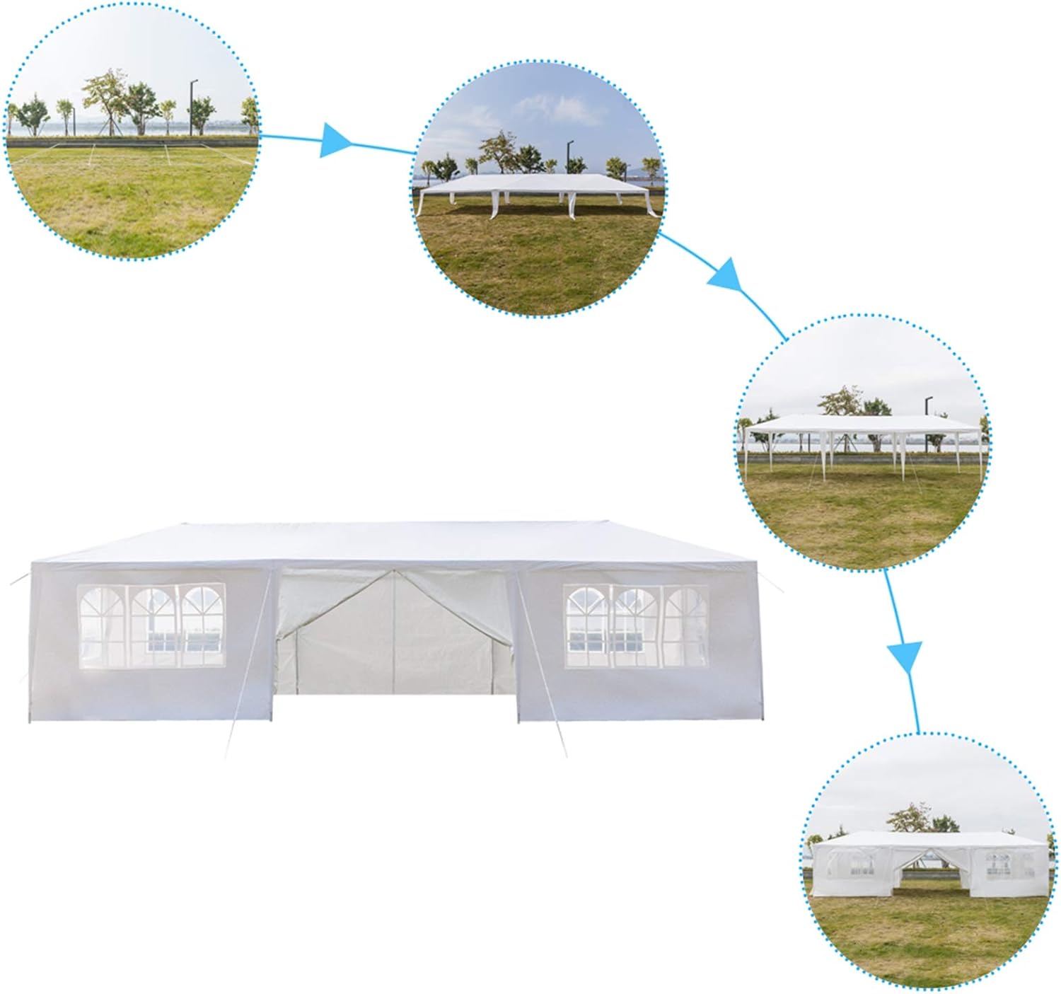 Tienda de campaña al aire libre, 10 x 30 pies, tienda de campaña para fiestas, patio, toldo al aire libre, impermeable, carpa resistente para boda,