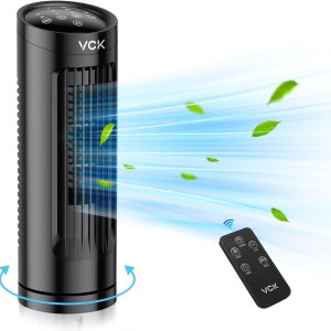 VCK Ventilador de torre de 13 pulgadas, ventilador de escritorio de oscilación de 70 con 3 velocidades, 3 modos de viento, diseño seguro sin aspas, VCK Ventilador de torre de 13 pulgadas, ventilador de escritorio de oscilación de 70 con 3 velocidades, 3 modos de viento, diseño seguro sin aspas,