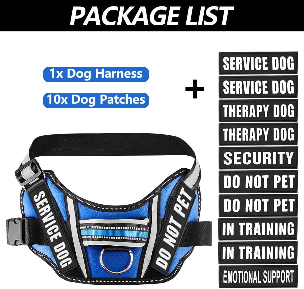 Animire in Training – Juego de arnés y parches para perro, arnés para perro con 8 parches para perros, chaleco reflectante con asa para perros
