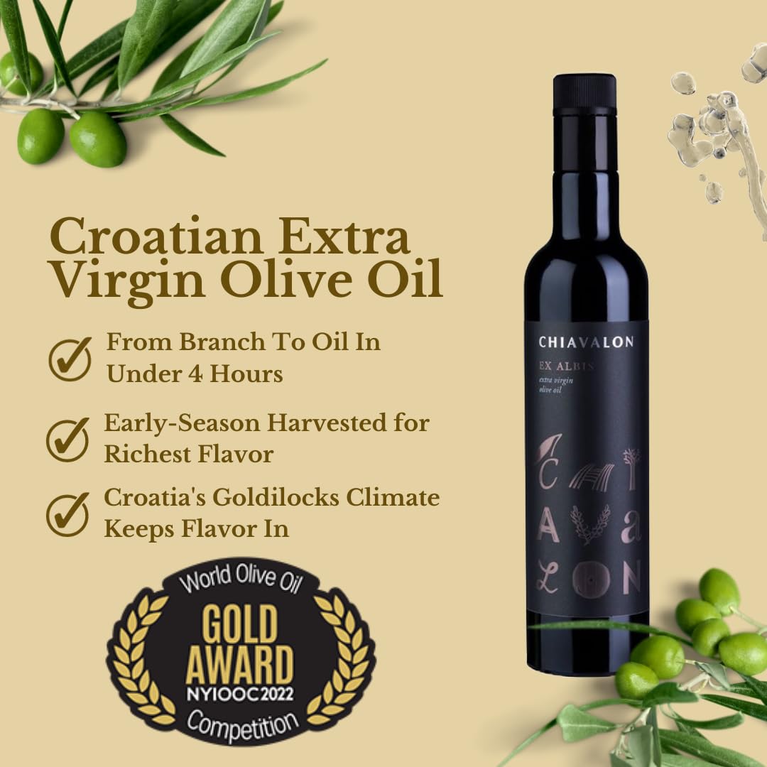 Aceite de oliva virgen extra croata  Chiavalon Ex Albis  Aceite de oliva con alto contenido de polifenol (16.9 fl oz)