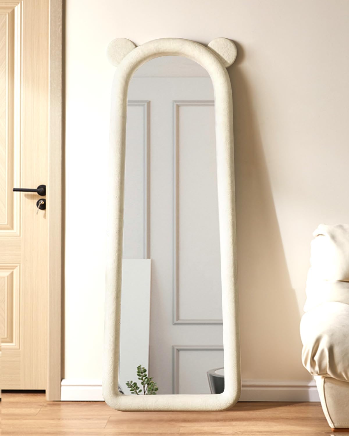 DYNWELL Espejo de longitud completa, espejo de suelo con soporte, espejo de piso para bebé, espejo de pared de longitud completa, espejo de pie de