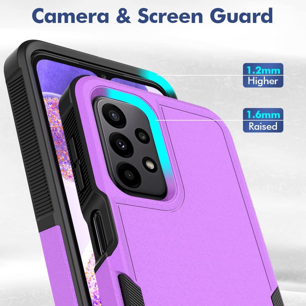 Jeylly Funda para Samsung Galaxy A23 4G5G (2022), protección contra caídas de grado militar, antideslizante, mate, policarbonato duro, TPU suave, a