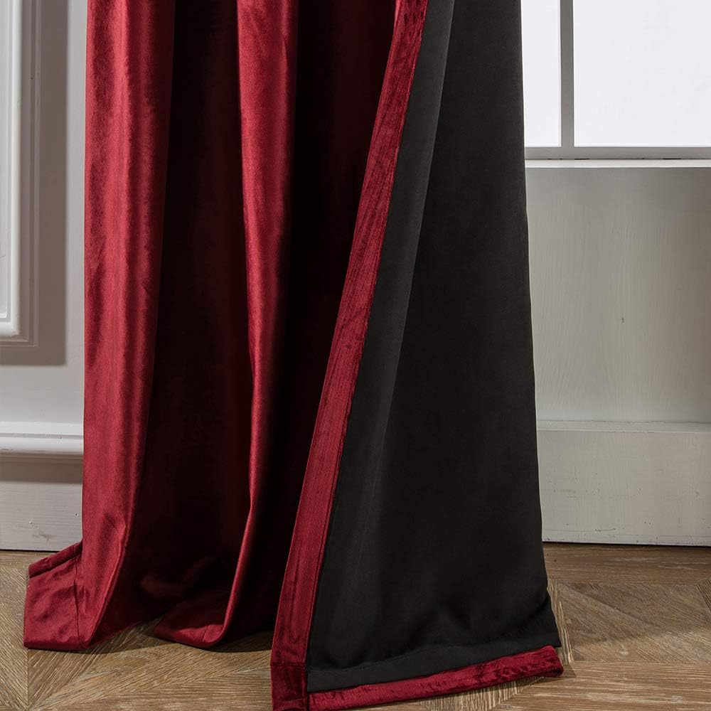 Melodieux Cortinas de terciopelo 100% opacas para dormitorio, sala de estar, súper suaves, cortinas con aislamiento térmico con forro negro, 52 x 84
