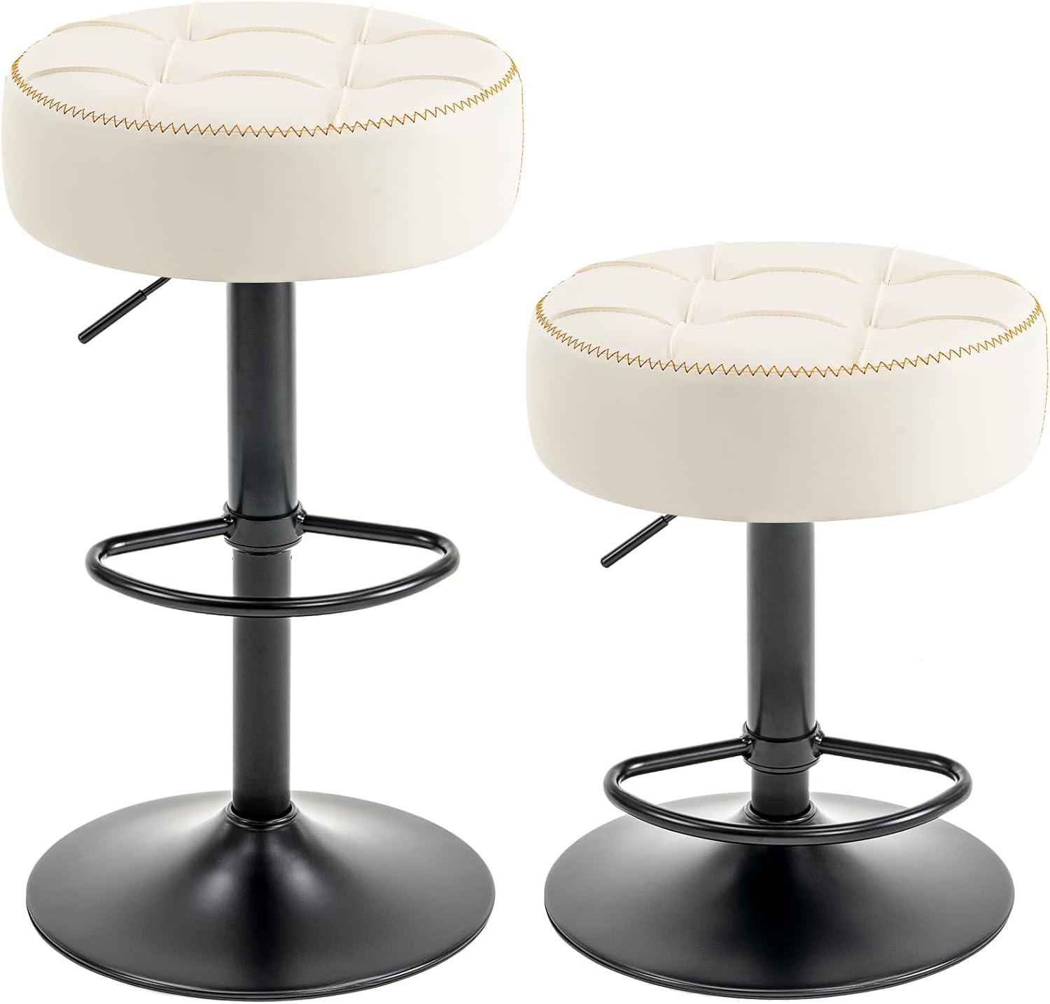 Modernos taburetes circulares giratorios de altura ajustable, silla giratoria de altura de mostrador de 360, cómodo asiento de piel sintética, ideal