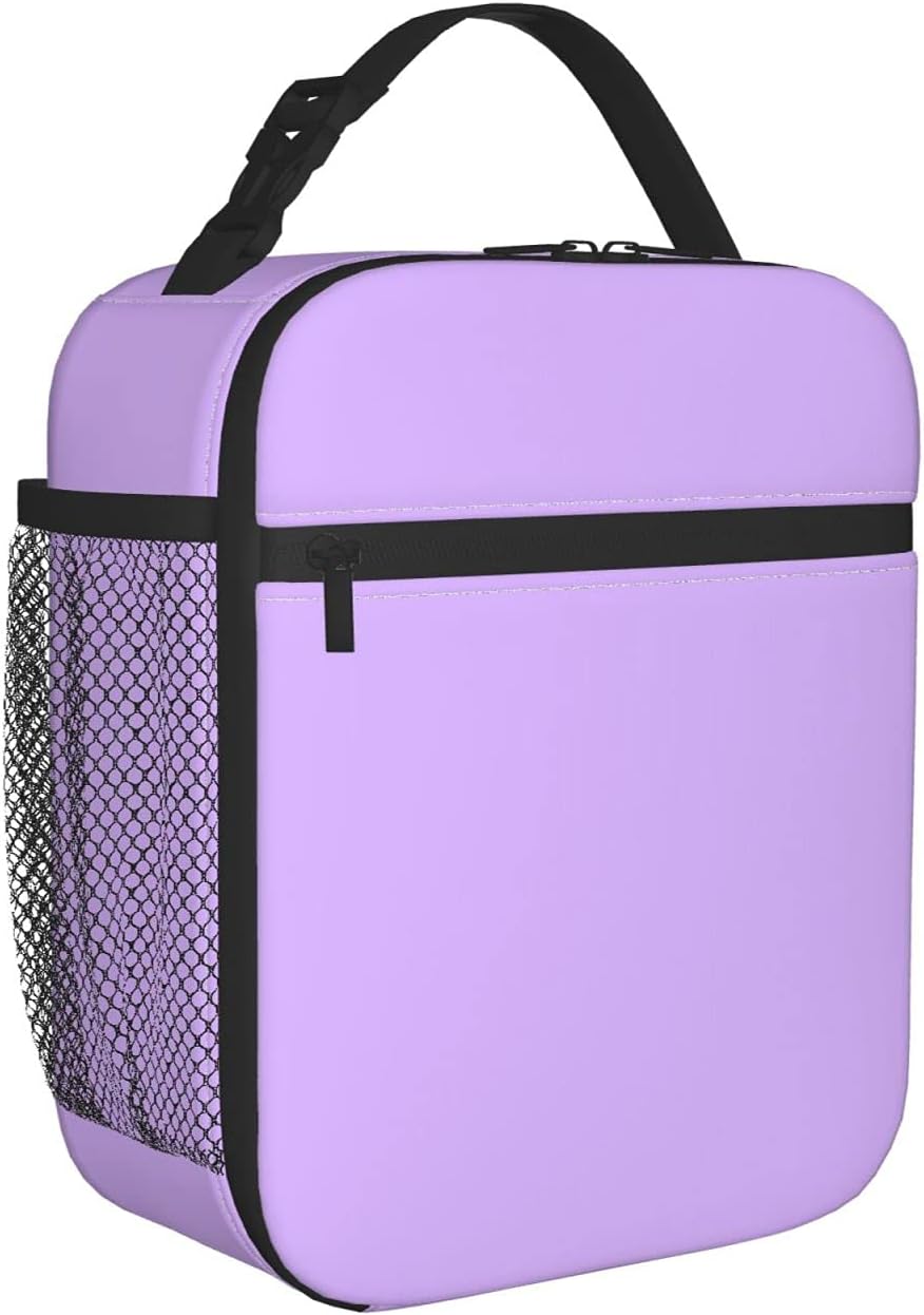 Bolsas de almuerzo aisladas moradas para adolescentes, hombres, mujeres y adultos, térmica prémium con bolsillos laterales