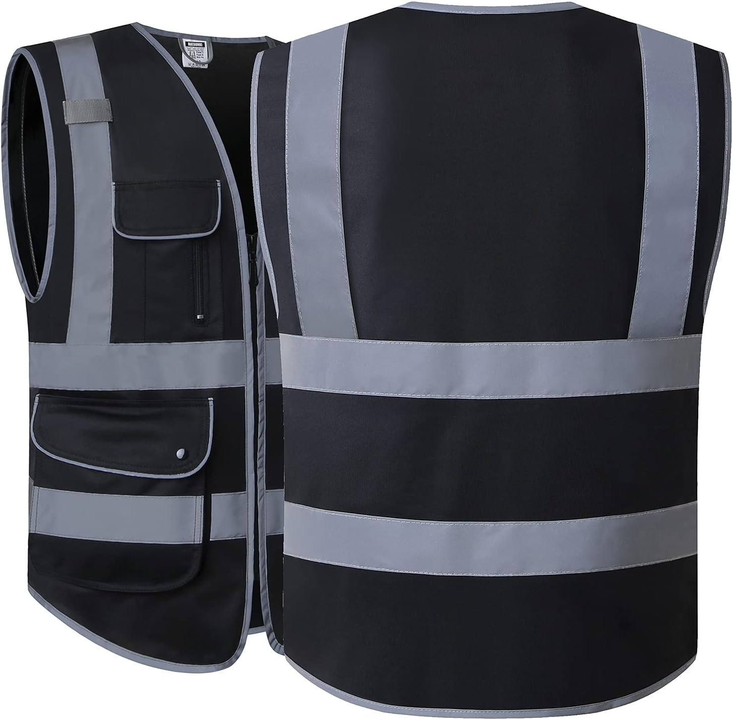 Chalecos de seguridad reflectantes clase 2 retro con 9 bolsillos multifuncionales y cremallera frontal, color amarillo, ANSIISEA 107-2015