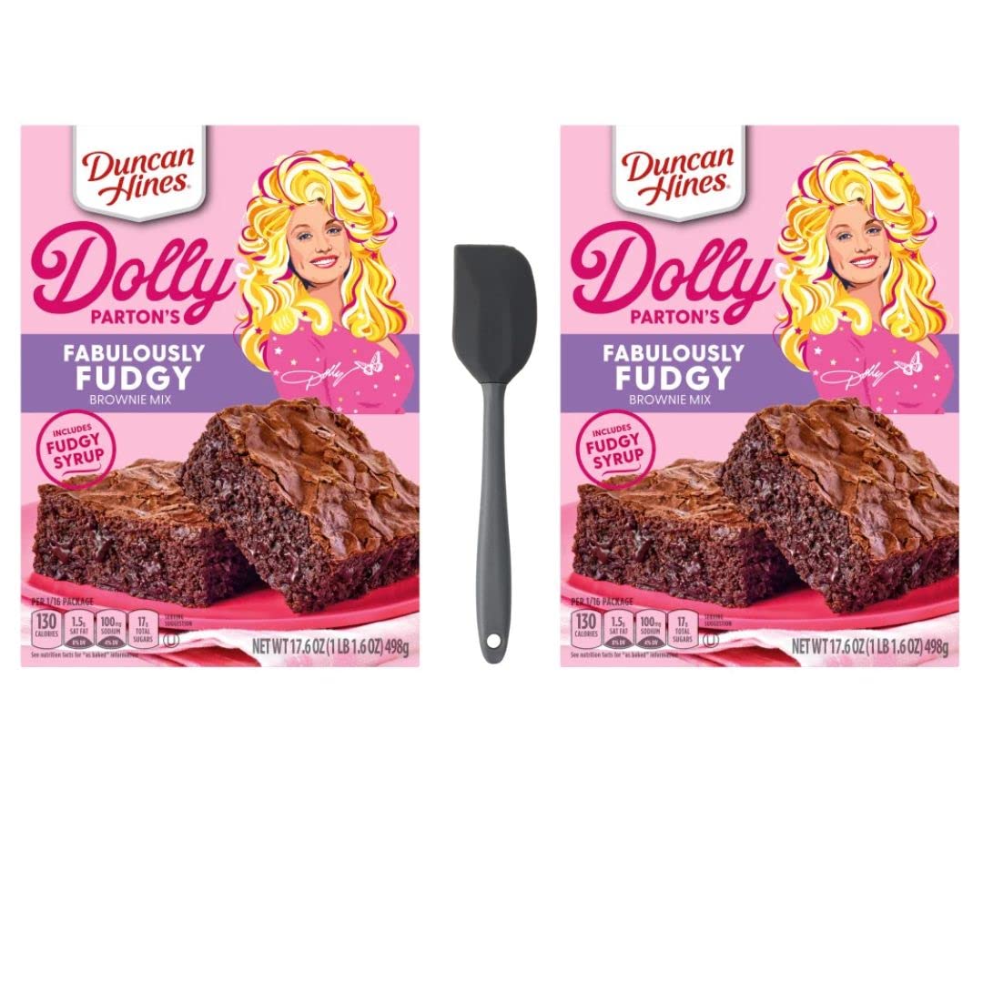 Duncan Hines Dolly Parton’s Fabulously Fudgy Brownie Mix Bundle, incluye dos (2) mezcla de brownie de 17.6 onzas con sabor fabuloso y dulce y una