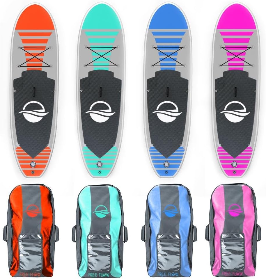 SereneLife Tabla de remo inflable (6 pulgadas de grosor) con accesorios de SUP premium y bolsa de transporte  Posición amplia, aleta inferior para