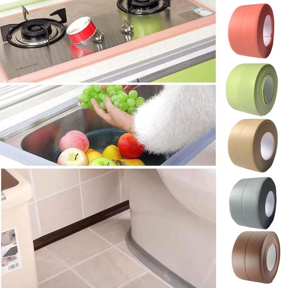 Cinta de sellado de calafateo impermeable y a prueba de aceite para placa de cocina, cinta autoadhesiva para fregadero, inodoro, baño, pared, borde