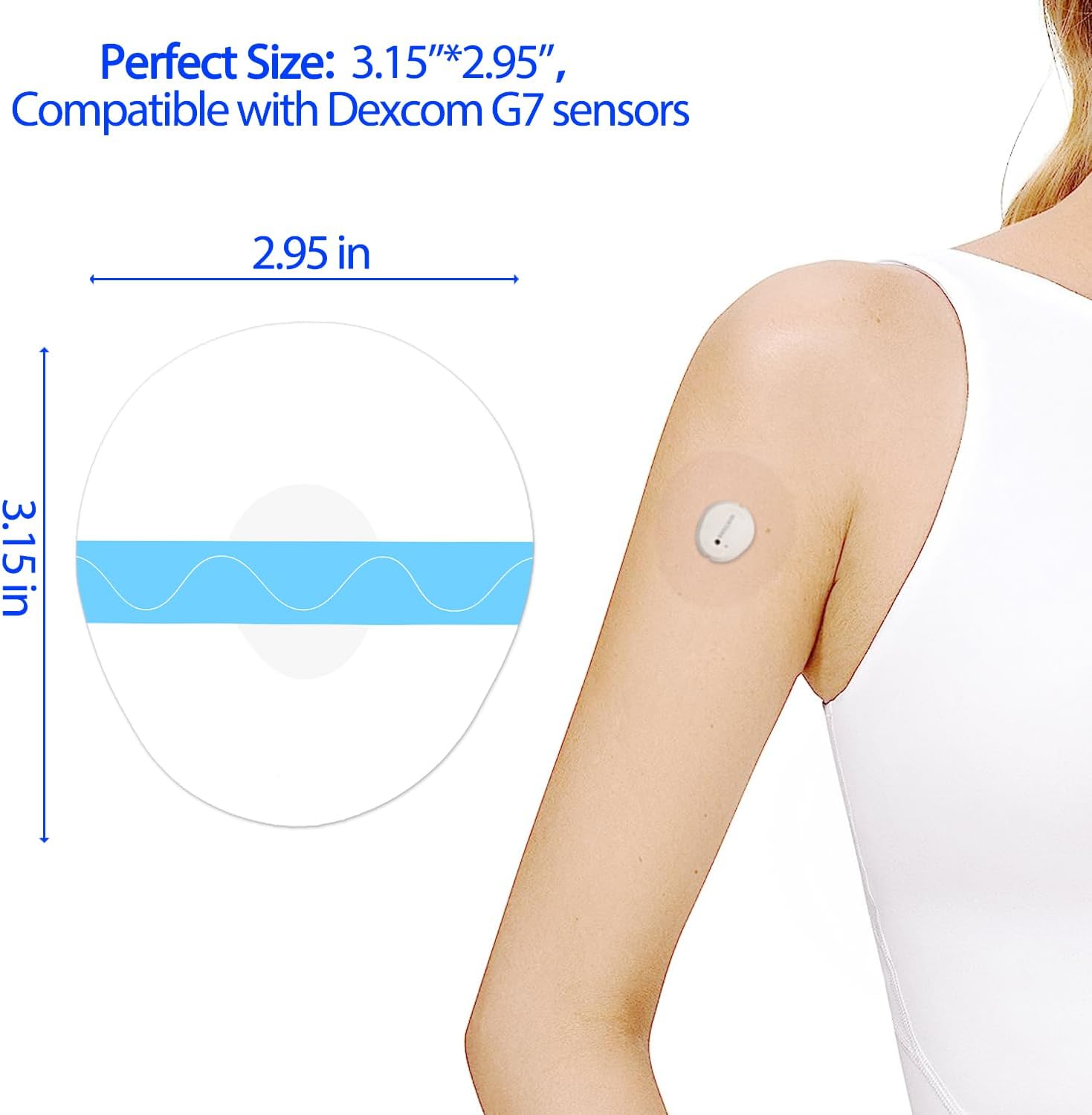 Paquete de 20 parches adhesivos Dexcom G7, impermeables y transparentes, para 10 días, protección de monitor de fijación de larga estancia, fácil de