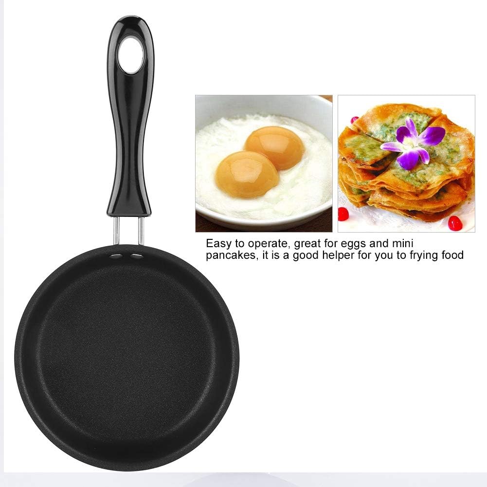 Mini sartén, sartén antiadherente para servir huevos, tortilla redonda, sartén individual, anti calor, goma larga, pequeñas sartenes pequeñas,