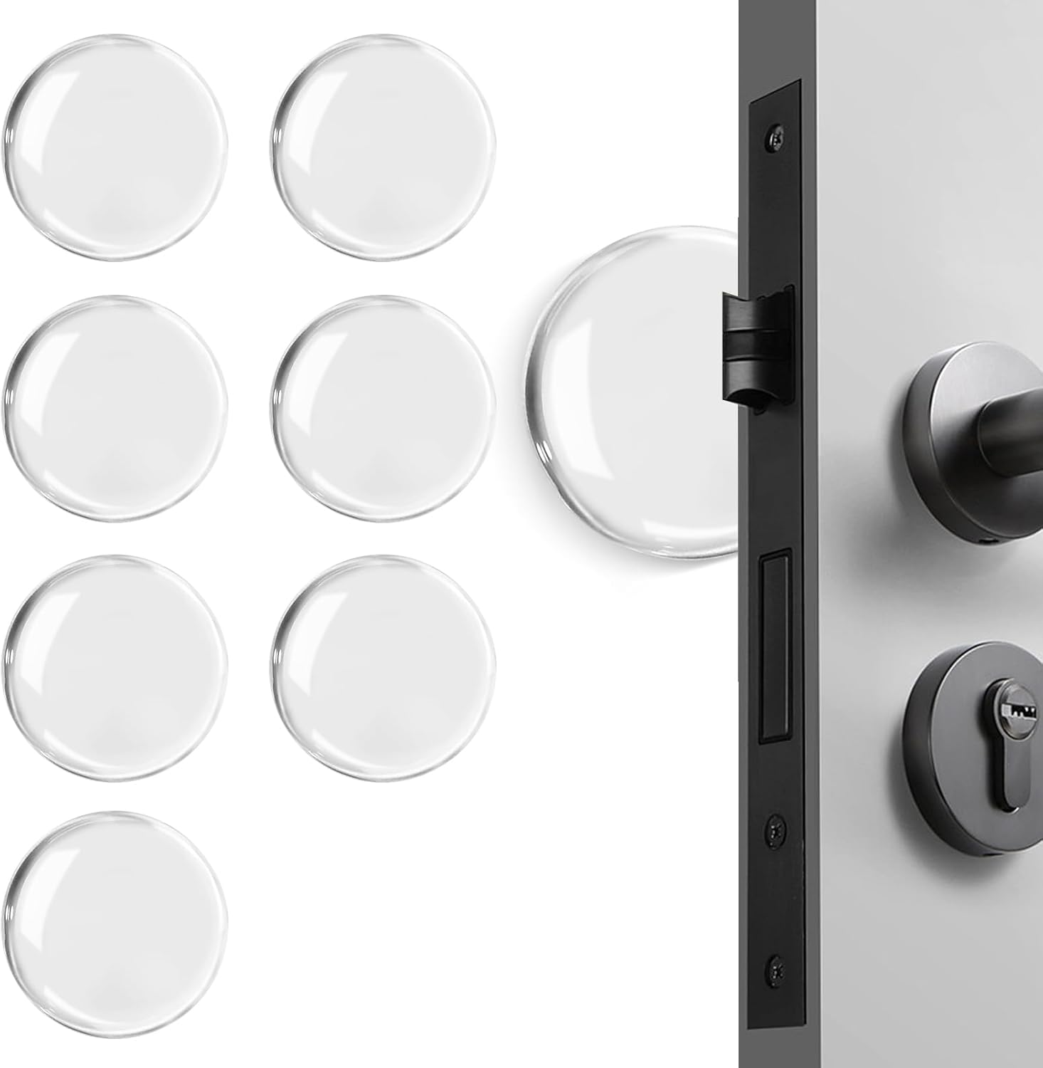 Fejoyta Protectores de pared para tope de puerta, 8 piezas de silicona para pomos de puerta con fuerte respaldo autoadhesivo, parachoques de puerta