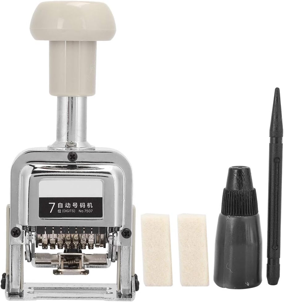 Máquina numeradora automática de sellos de numeración Bates, 7 dígitos, kits de impresión de sellos, máquina de numeración, equipo de oficina,