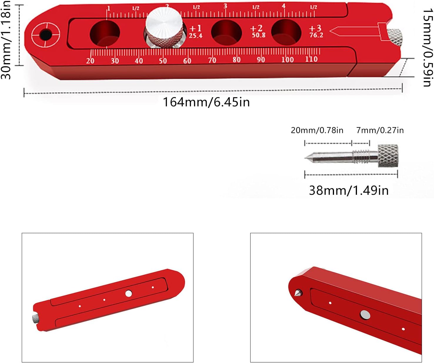 Scriber de brújula de carpintería de aleación de aluminio, ajustable métricapulgada redonda dibujo arco círculo regla marcado medidor herramientas