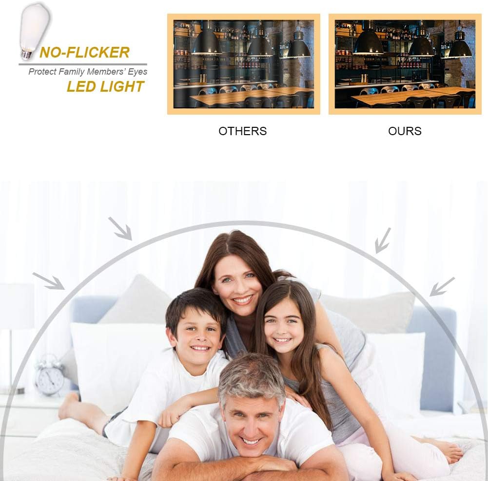 ST64 – Bombillas LED vintage equivalentes a 6 W, 60 W, 2700 K, blanco cálido, 800 lm, brillo regulable, bombillas LED con base E26 y cubierta de