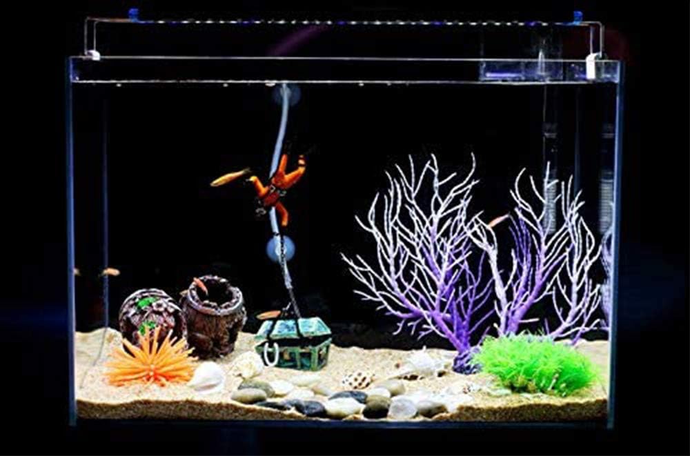 Saim Treasure Chest & Diver – Adorno de acuario con movimiento de burbujas de aire de acción en vivo