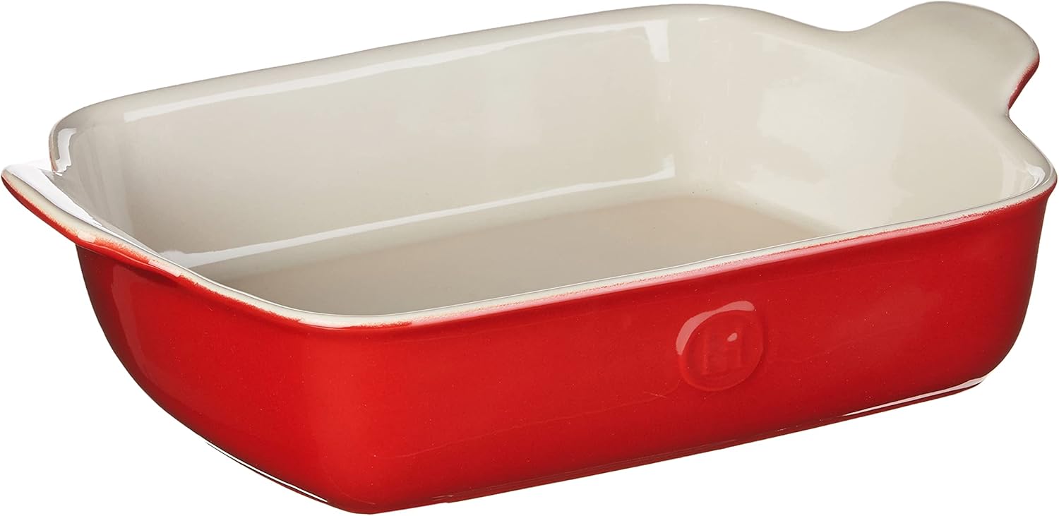 Emile Henry Modern Classics – Panadero rectangular pequeño de 11 x 10, 11 x 8 pulgadas, rojo rojo
