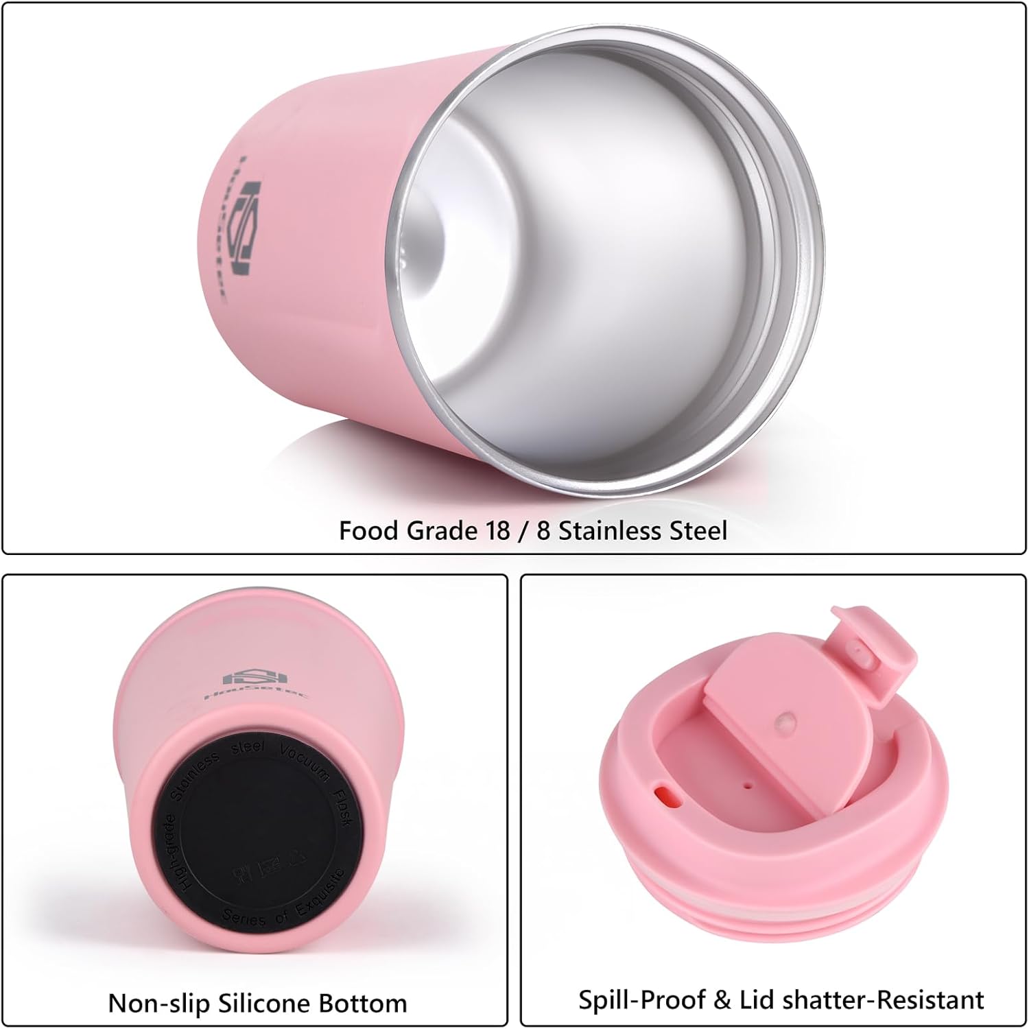 Taza de café, vasos de café con popotes y cepillos para pajillas, taza de café de viaje con tapas a prueba de fugas para mantener el agua caliente y