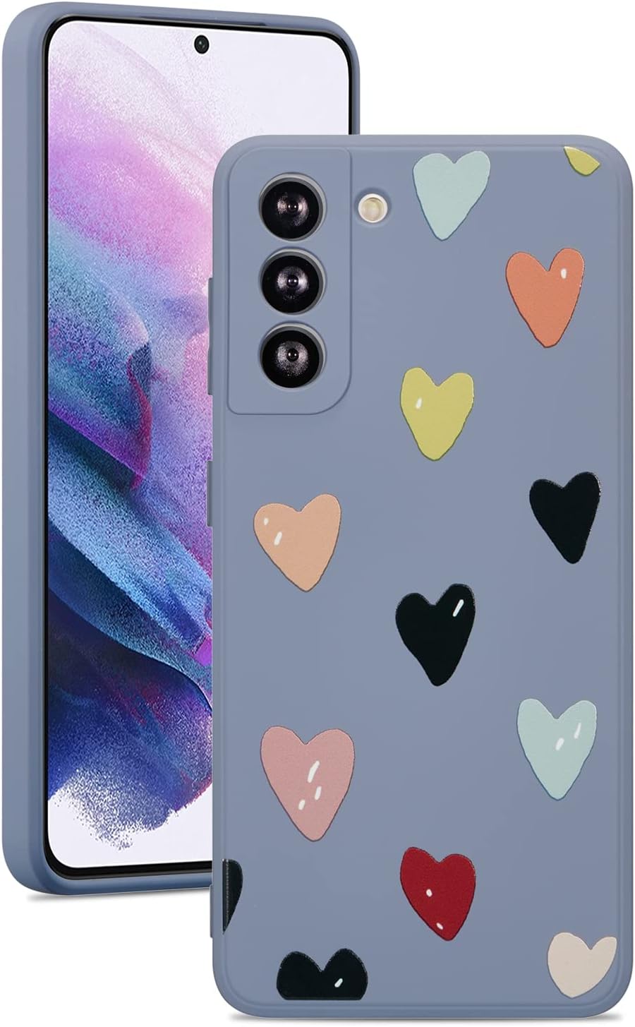 ZTOFERA Funda compatible con Samsung Galaxy S21 0.18 oz (6.2 pulgadas), silicona suave a prueba de golpes, lindo patrón de corazones para niñas y