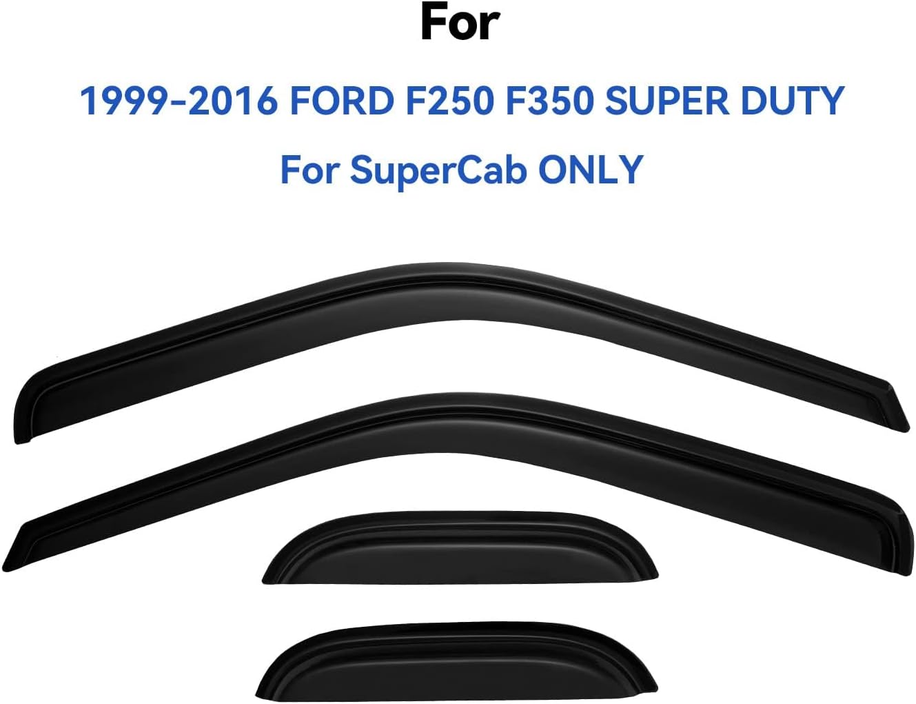 Protectores de lluvia de ventana para Ford F250 F350 Super Duty SuperCab 1999-2016, viseras de ventilación de ventana, deflectores de viento para