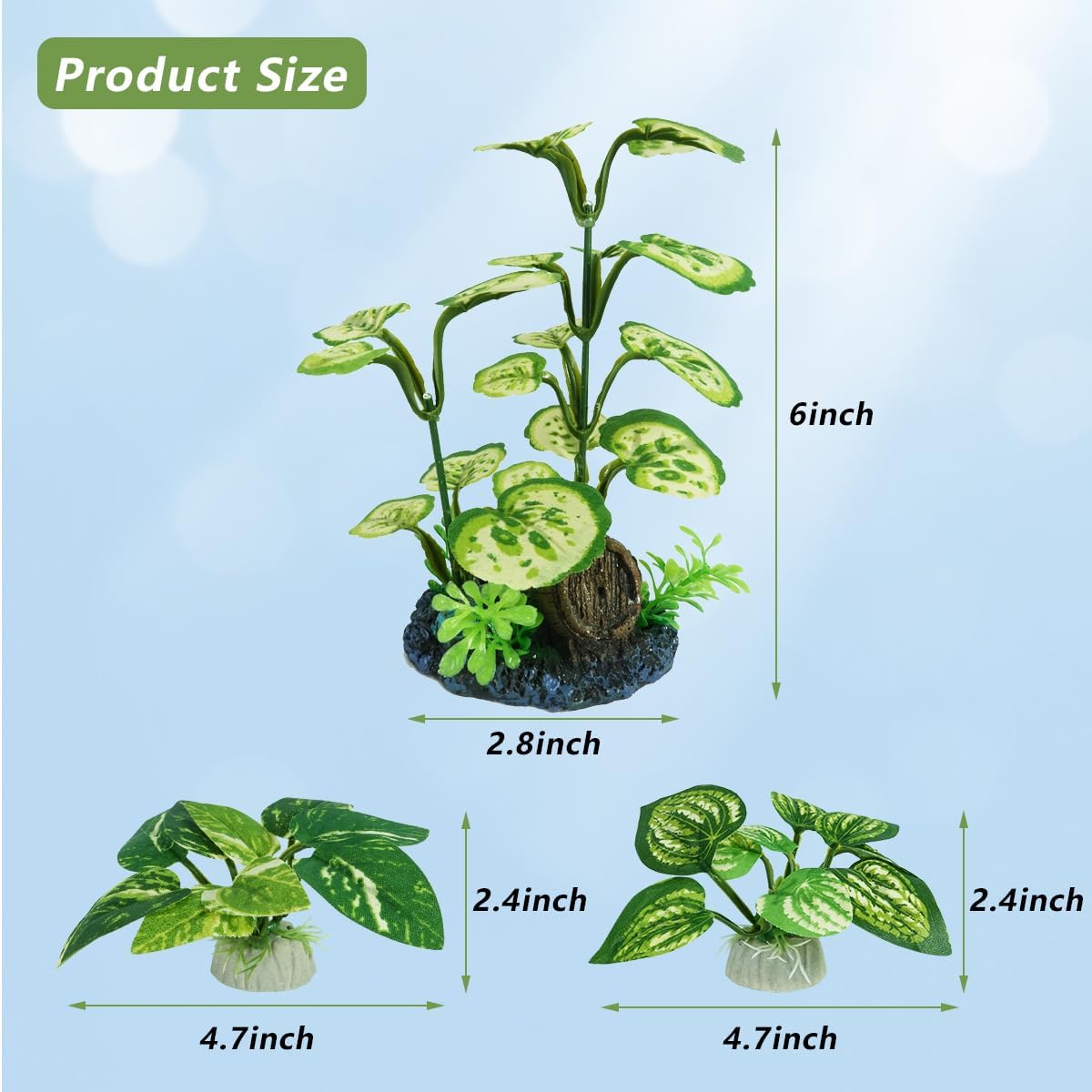 GKPONSX Plantas artificiales de acuario, 4 piezas de decoración de pecera, juego de plantas de seda de plástico para peceras Betta (hierbas verdes,
