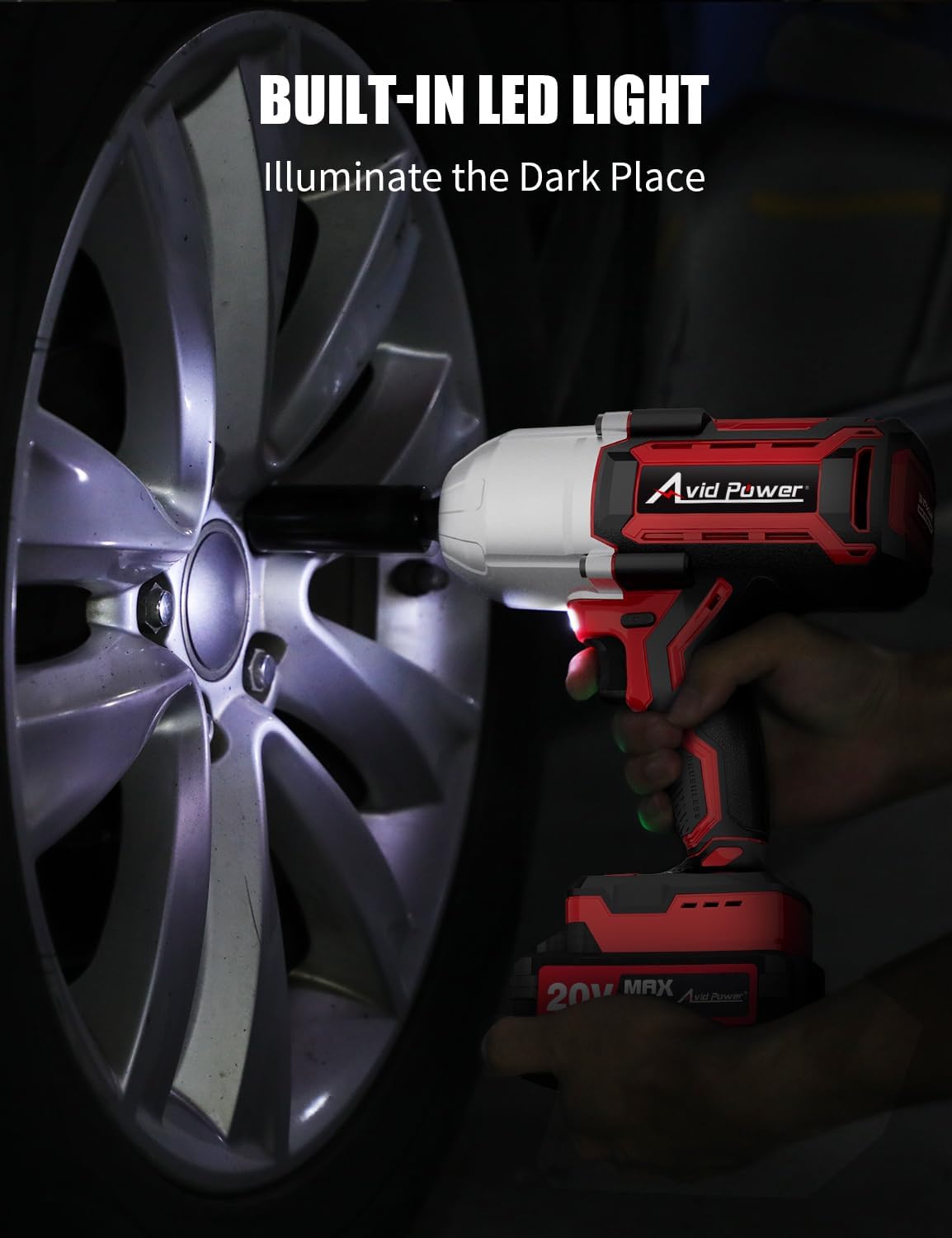 AVID POWER Llave de impacto sin escobillas de alto par de 12 pulgada con par máximo de 738 pies-libras (1000 N.m), pistola de impacto inalámbrica de