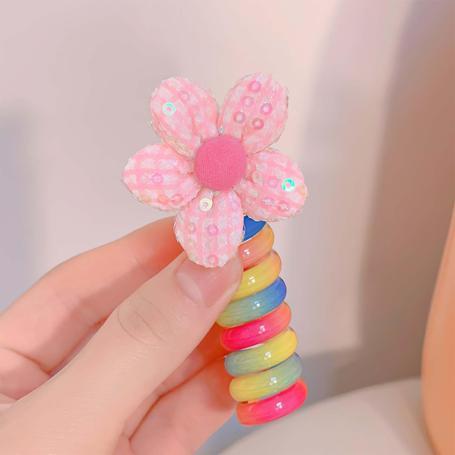 Coloridas bandas de pelo de alambre para teléfono para niños, bandas trenzadas con lazo para el cabello, 2023 nuevo espiral lazos para el cabello