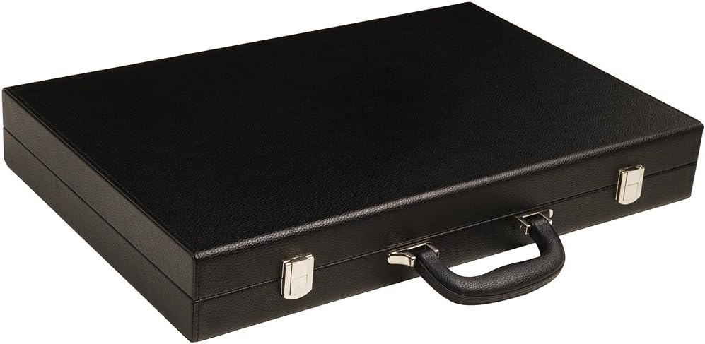 Juego de Backgammon Premium de 19 pulgadas, tamaño grande, tablero negro, puntos blancos y verdes